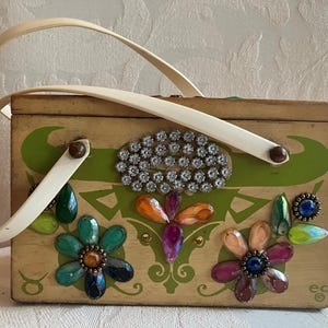 Vintage Enid Collins of Texas Taurus Bull Zodiac Original Wooden Box Bag Jeweled