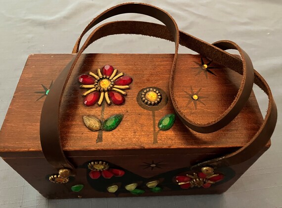 Vintage Enid Collins Bird In Hand Wood Purse Hand… - image 5