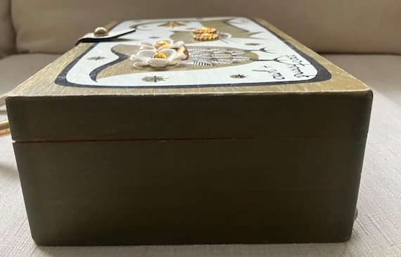Vintage 1966 Enid Collins of Texas Owl and Pussy Cat Wood Box Bag