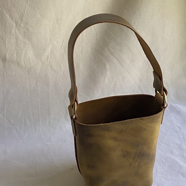 Mini Maggie | Handsewn Rustic Leather Mini Bucket Bag