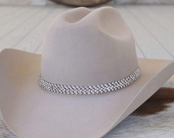 Silver Rhinestone Bling Hat Band - Harlow