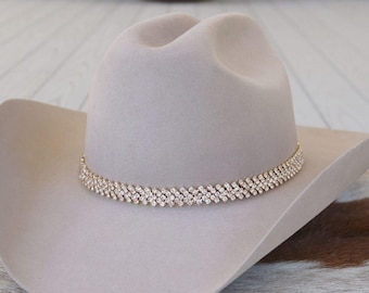 Gold Rhinestone Bling Hat Band - The Loretta