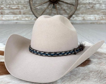 Genuine Horsehair 6 Strand Braided Hat Band with Single Tassel - Caleb