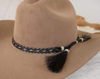 5 Strand Horsehair Hat Band for Cowboy Hat – Braided Western Hat Band Stripe