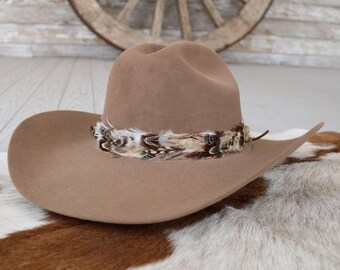 Unique Pheasant Feathered Hat Band Hand Made for Western 