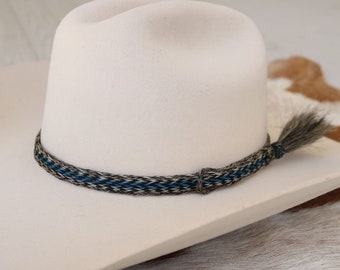 Genuine Horsehair 6 Strand Braided Hat Band with Single Tassel - Caleb