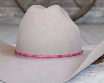 Pink Solar Quartz Hat Band | Polished Stone With Gold Trim  display picture 2