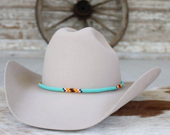Turquoise Round Beaded Hat Band, Fedora Hat Band, Western  display picture 3