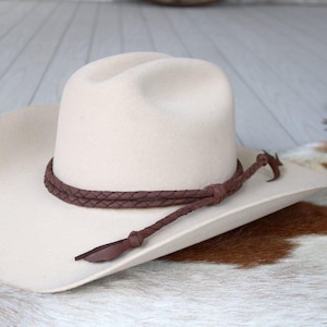 Brown Braided Leather Hat Band