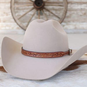 Carved Leather Hat Band - Dakota