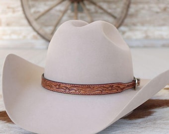 Carved Leather Hat Band - Dakota