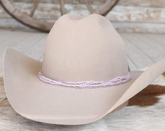 Transparent Pink Multi-Strand Beaded Hat Band