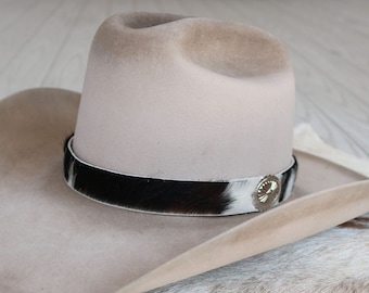 Cowhide Hat Band - Black & White