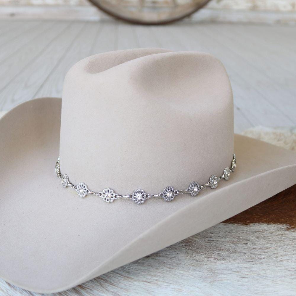 Silver Dainty Wildflower Chain Hat Band - Etsy display picture 1
