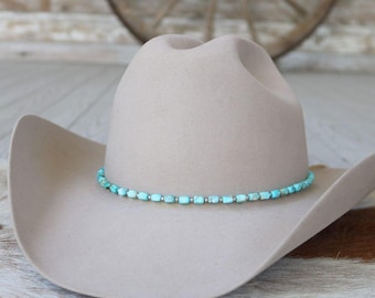 Chunky Turquoise Stone Hat Band, Beaded Cowboy Hat Band, Western Hat Band, Adjustable Hat Accessory