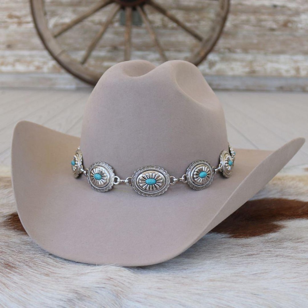 Western Cowboy Hat Set with Silver Jewelry and Turquoise Belt, Adjustable Fit Amazon.com: Geiserailie 7 Pieces Western Jewelry Set Cowboy  main image 3