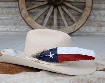 Texas Flag Painted Turkey Hat Feather