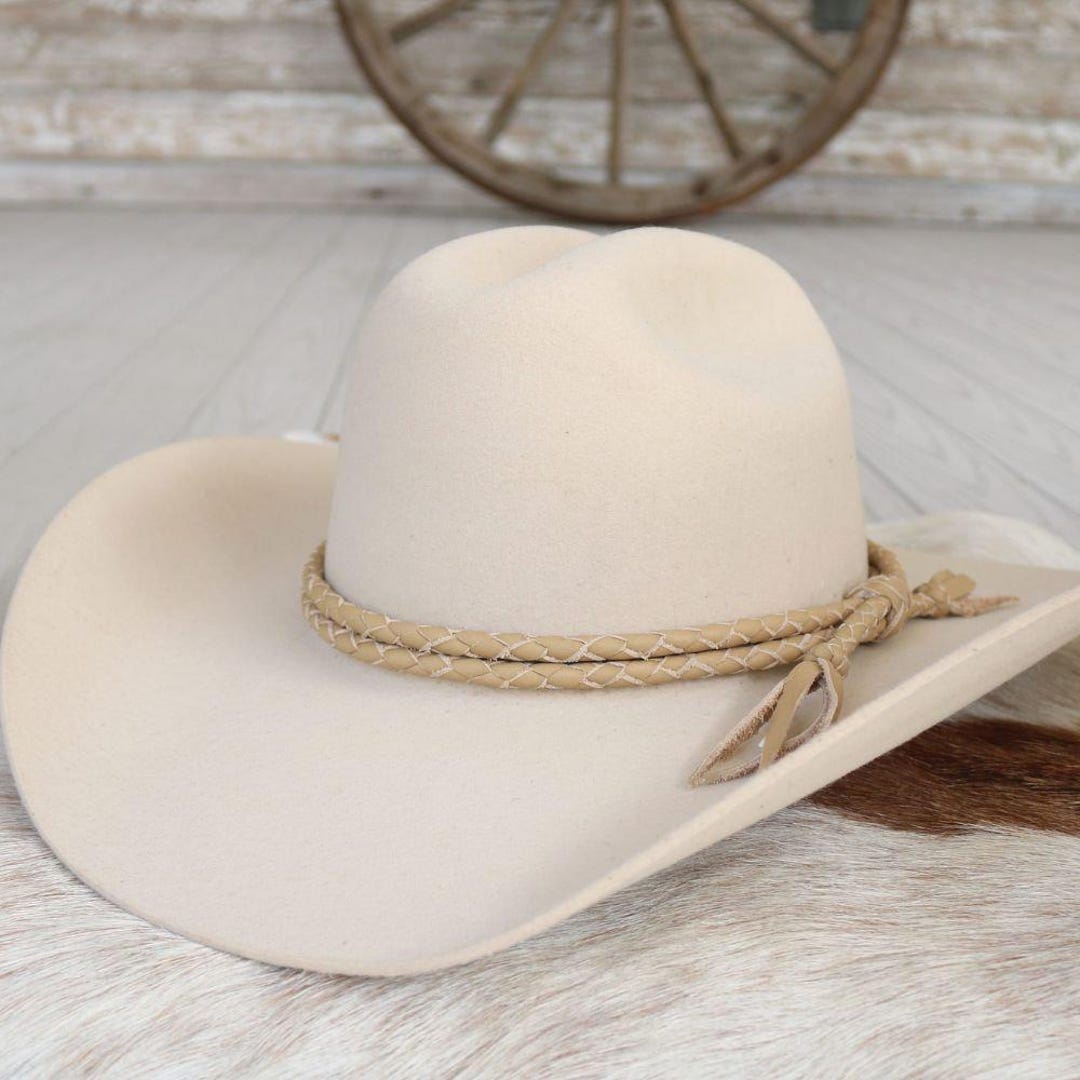 Camel Braided Leather Hat Band - Etsy display picture 1