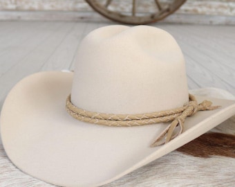 Camel Braided Leather Hat Band