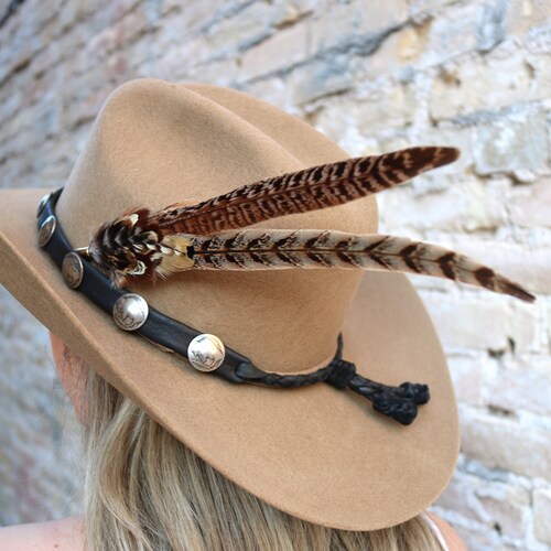 Western Feather Hat Pin Natural Etsy