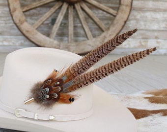 Western Feather Hat Pin Natural