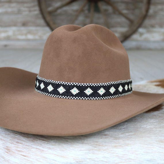 Western Beaded Hat Band – the Daisy (black) - Etsy display picture 3