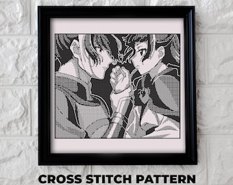 Patrón de punto de cruz de Jinshi y Maomao | Patrón de punto de cruz del anime The Apothecary Diaries | Panel de manga | Descarga instantánea