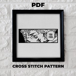 Sukuna Cross Stitch Pattern | Kreuzstich Vorlage Sukuna Ryomen aus Jujutsu Kaisen Anime | Manga Panel | Instant download