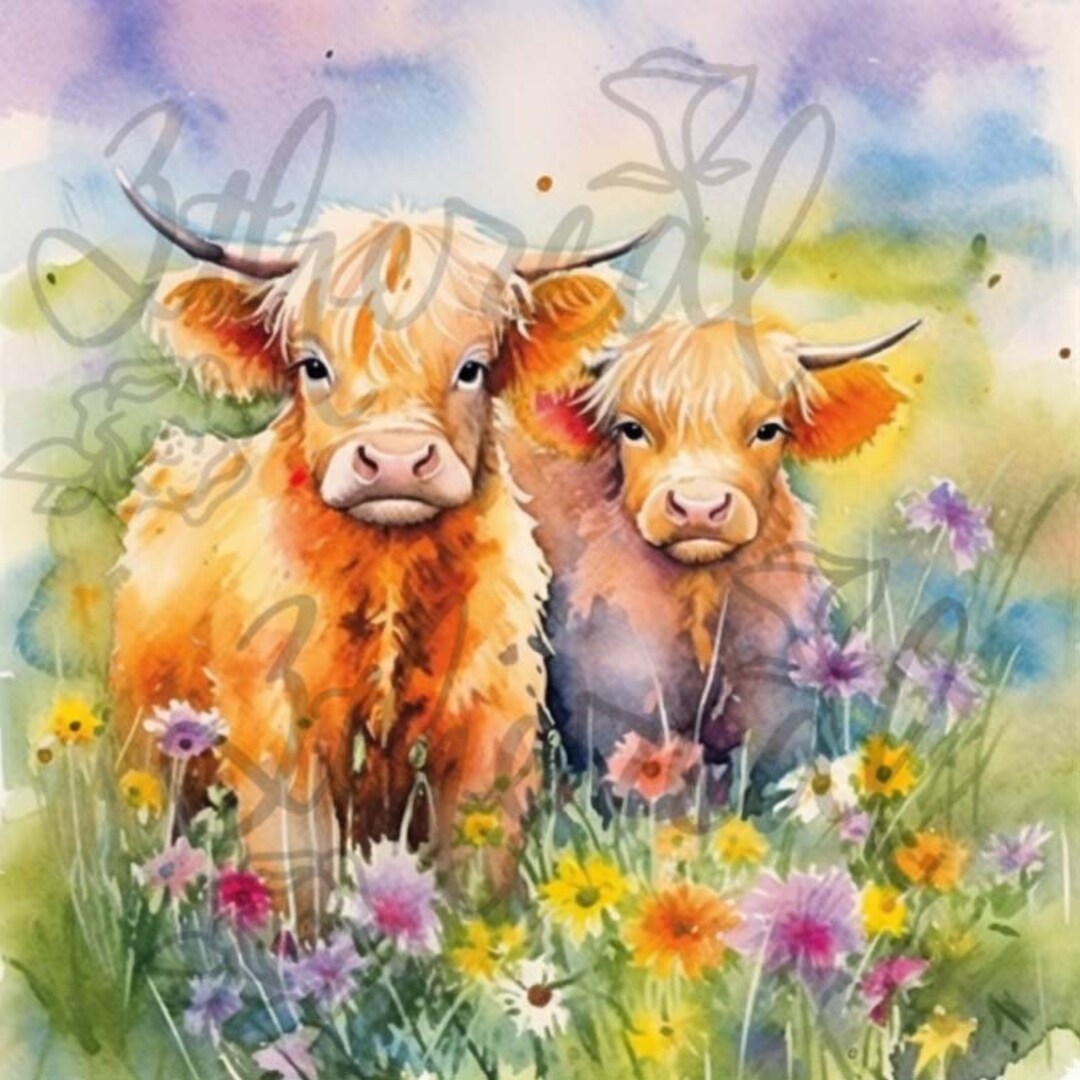 Baby Highland Cows Floral Portrait Digital Download Etsy baby-highland-cows-floral-portrait-digital-download-etsy