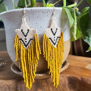 Yellow Seed Bead Earrings