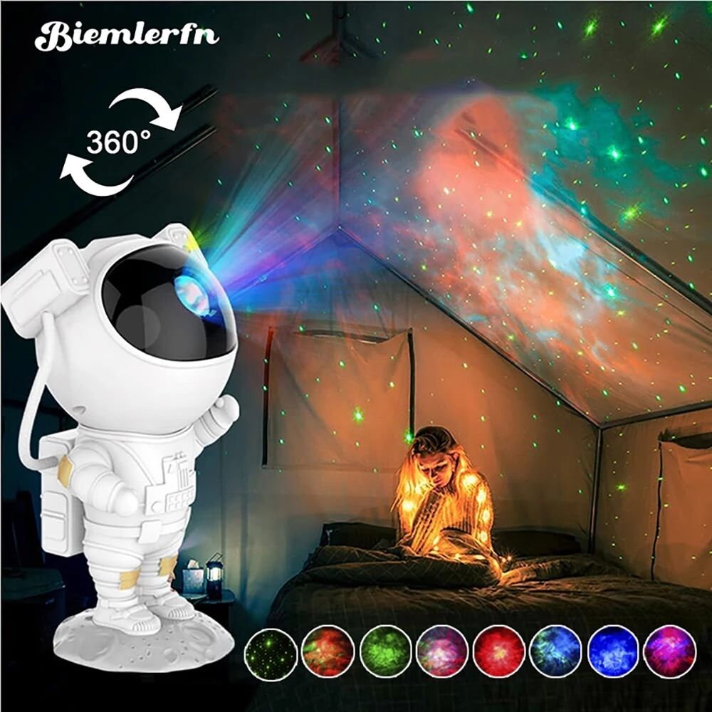 Used, Creative Astronaut Galaxy Projector Lamp Gypsophila Laser Projection Starry for Children's Night Light Gift Home Decor for sale  