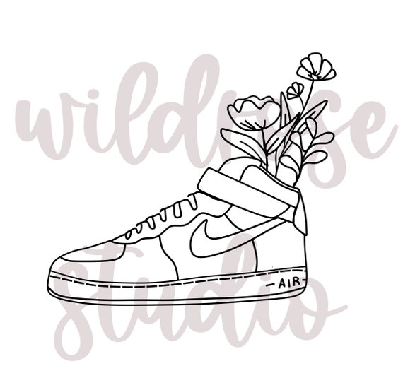 Nike Air Force 1 Shoe Sneaker Svg Pdf Png Clip Art Digital - Etsy