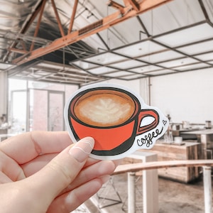 Adesivo caffè <3 - Adesivo vinile - Latte Art - Tazza caffè - Adesivi carini - Minimal - Boho - Resistente ai graffi - Impermeabile