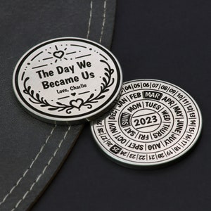 Personalized Couples Coin, Day We Became Us, Anniversary Gift, Gift for Couples