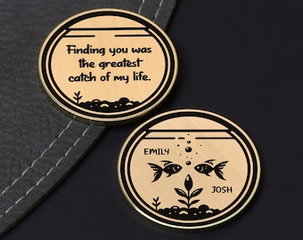 Paren Fish Bowl Coin - Cadeaus voor haar - cadeaus voor hem - Valentijnsdag cadeau - schattig koppels cadeau idee - 1 jarig jubileum - Gepersonaliseerd