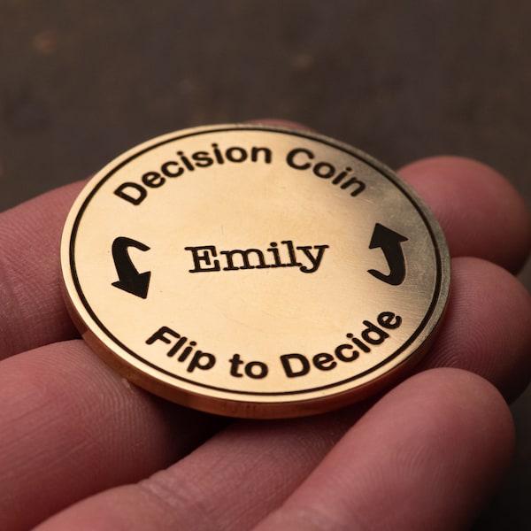 Decision Coin - Custom Engraved Brass Coin - Couples Flip Coin - Gifts for Her/Him - Anniversary Gift - Birthday Gift - Mother's Day Gift