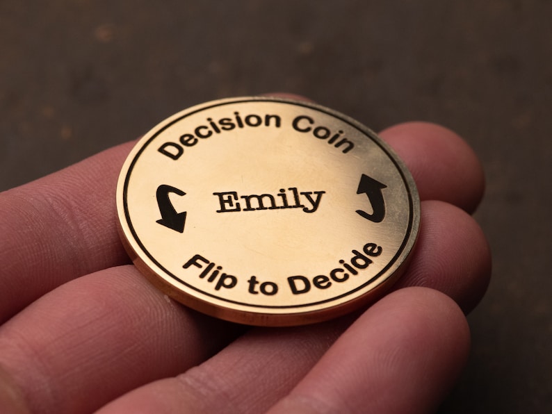 Decision Coin Custom Engraved Brass Coin Couples Flip Coin Gifts for Her/Him Anniversary Gift Birthday Gift Mother's Day Gift image 1