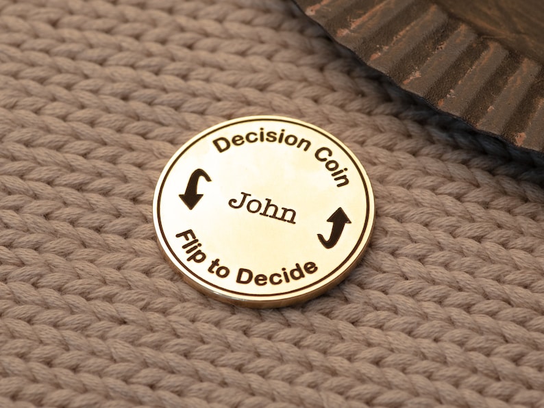 Decision Coin Custom Engraved Brass Coin Couples Flip Coin Gifts for Her/Him Anniversary Gift Birthday Gift Mother's Day Gift image 5