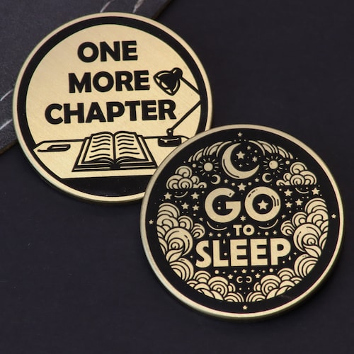 Flip Coin, One More Chapter vs. Go to Sleep, Decision Coin, Bookworm Gift, Christmas Gift, Valentines Day Gift, Christmas Gift, Holiday Gift