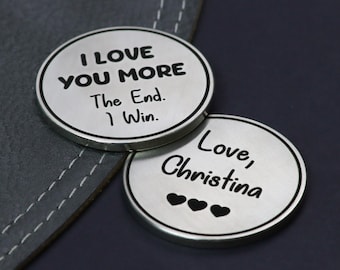 Personalisierte I Love your More, The End I Win Challenge Münze - Muttertagsgeschenk - Jubiläumsgeschenk - Geburtstagsgeschenk