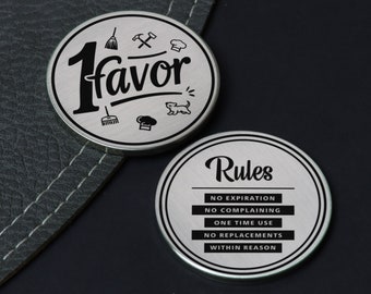 1 Gunst Münze - Individuell gravierte Messing Münze - Paar Flip Münze - Geschenke für Sie / Ihn - Jahrestag Geschenk - Geburtstag Geschenk - Vatertagsgeschenk