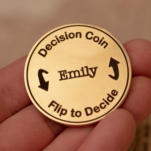 Decision Coin Custom Engraved Brass Coin Couples Flip Coin Gifts for Her/Him Anniversary Gift Birthday Gift Mother's Day Gift image 4