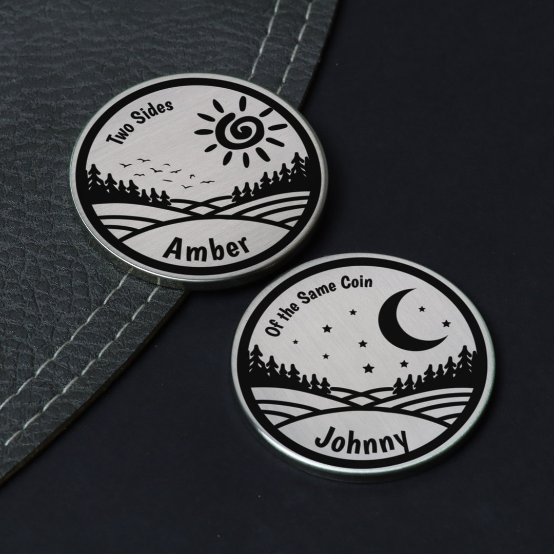 Two Sides of the Same Coin : Sun Vs. Moon - Wedding Gift - Gift for the ...
