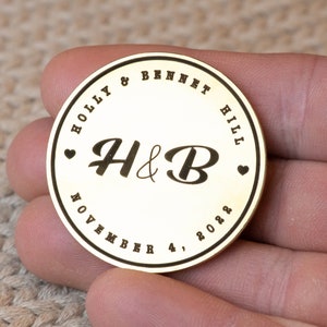 Monedas de favor de boda a granel - Regalos de invitados de boda personalizables - Moneda de 1,5"