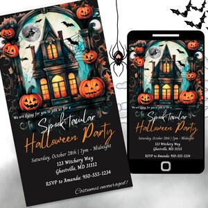 Halloween Party Invitation Template Halloween Party Invitation Adults Editable Halloween Party Invitation Digital Invitation
