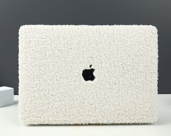 Plush White Leather MacBook Case, MacBook Pro 14 2021, MacBook M1 Pro 13, Air 13 Case MacBook Pro 16, MacBook 2021 Pro 15 Case