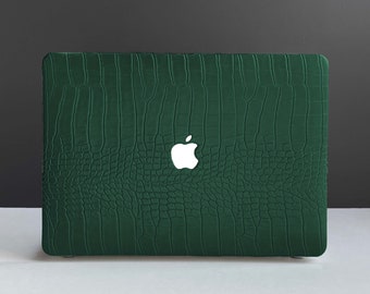 Étui MacBook motif crocodile vert foncé, MacBook Pro 14 2021, MacBook M1 Pro 13, Air 13 Case MacBook Pro 16, MacBook 2021 Pro 15 Case