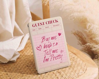 Pink Guest Check Kindle Case, Personalised Folio Case Cover for Kindle Paperwhite 6''/7'' 2024, Kindle Paperwhite Case 10th 11th 12th Gen