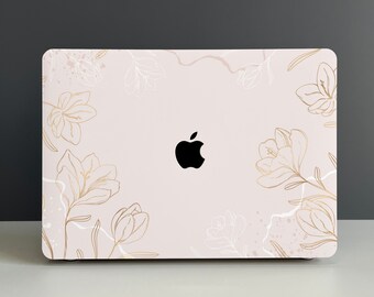 エレガントなピンクの花柄ハードカバーMacBookケース、MacBook Pro 14 2021、MacBook M1 Pro 13、Air 13ケース、MacBook Pro 16、MacBook 2021 Pro 15ケース