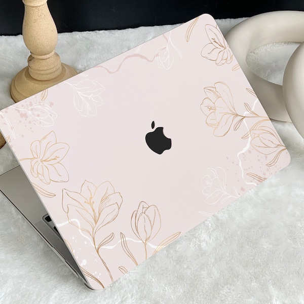Elegant Pink Flowers Hard Cover MacBook Case, MacBook Pro 14 2021, MacBook M1 Pro 13, Air 13 Case MacBook Pro 16 2021 Pro 15 Case